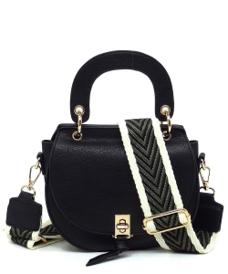 Fashion Flap Saddle Satchel Crossbody Bag GL0074 BLACK/
